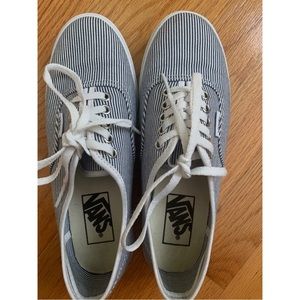 Striped blue and white Vans. Excellent condition, like new! Size: women 6